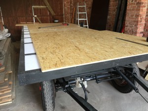OSB-Platte auf der Unterkonstruktion verlegt.