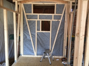 KVH 6 x 8 Ständerwerk mit Folie von innen.